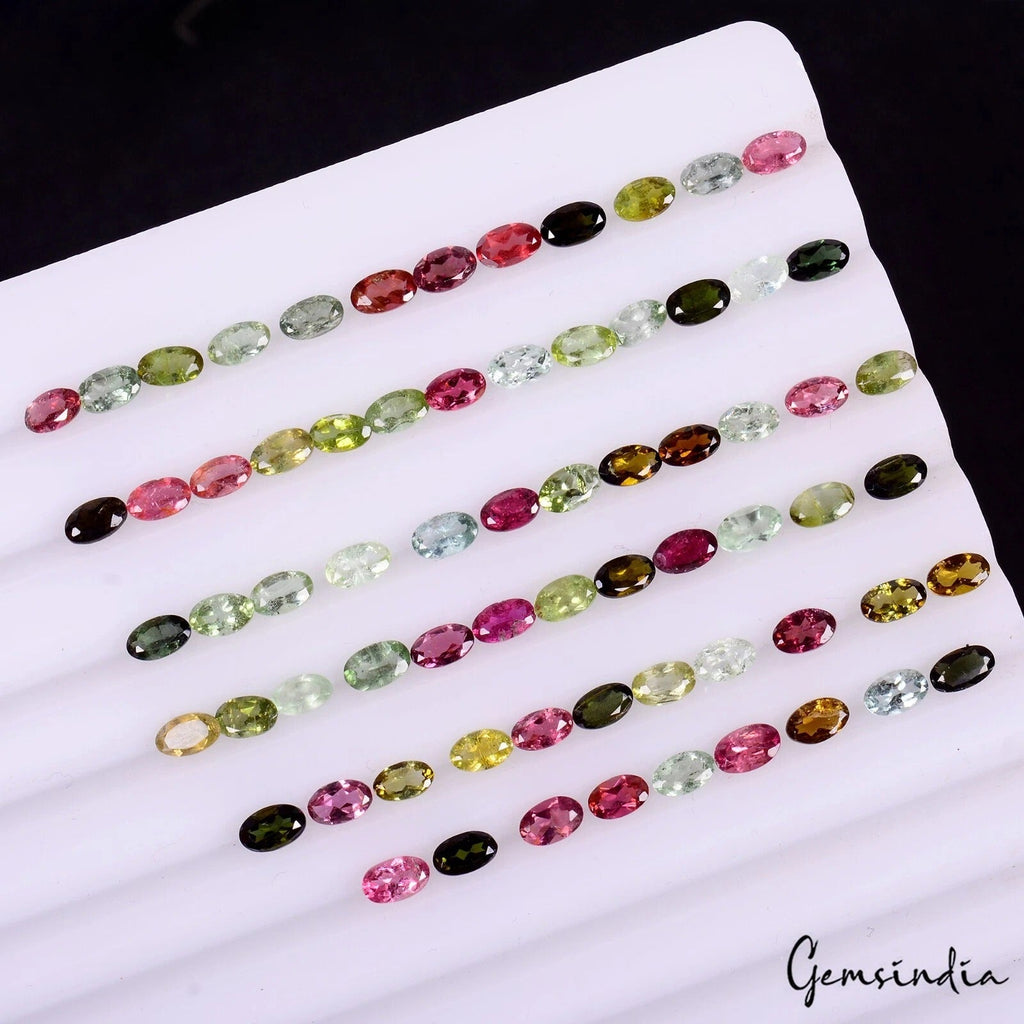 16.30 Cts Natural Unheated Multi Color Tourmaline Oval Calibrated 5x3mm Gems Lot