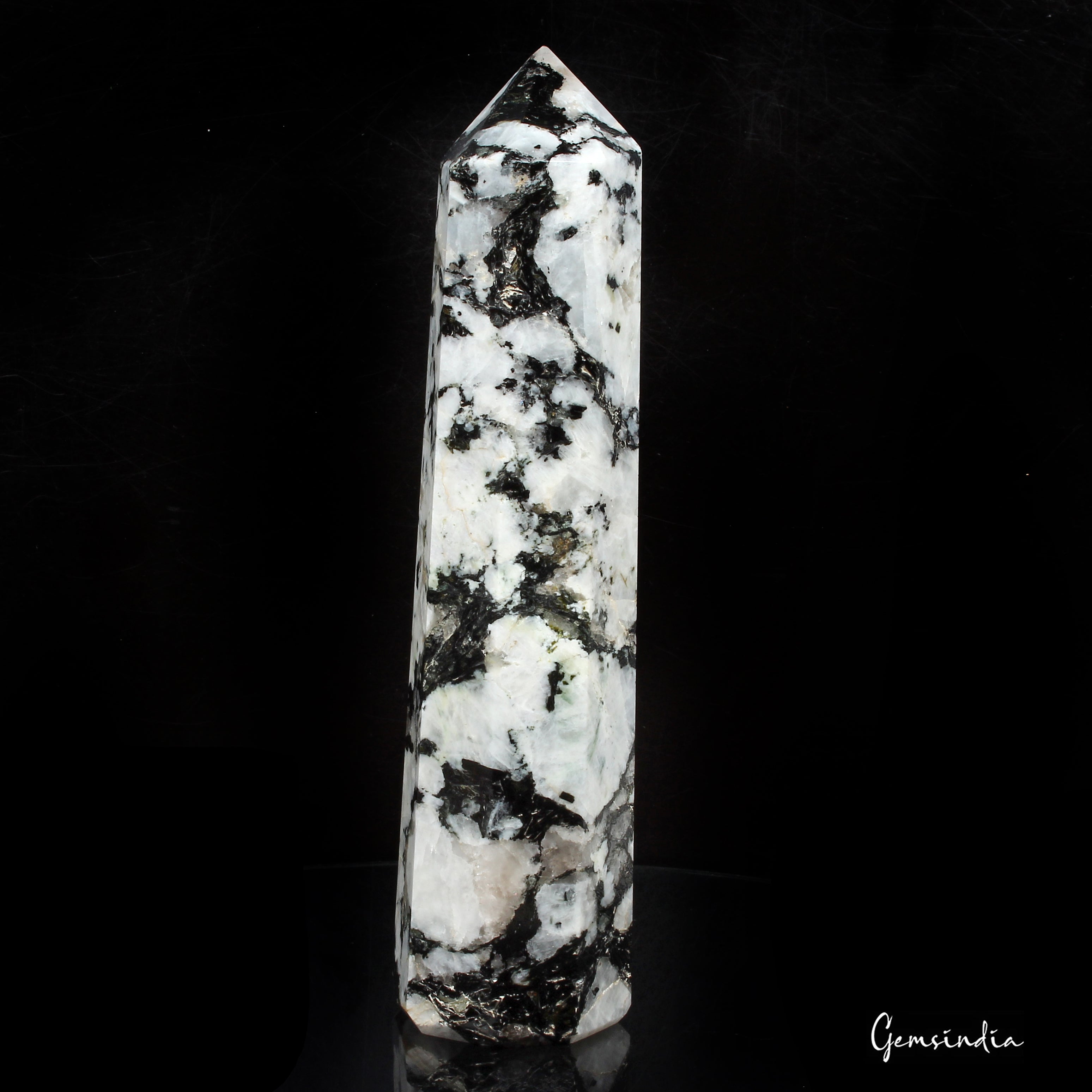356 Gram/6.1 in Natural Moonstone Crystal Obelisk Wand Tower Point Healing Reiki