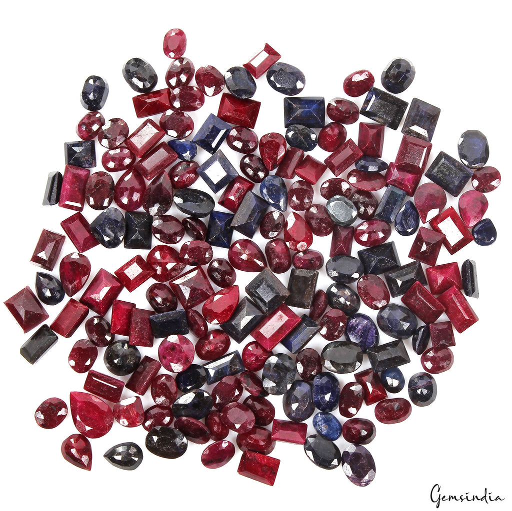 Ruby Lot, Loose Gemstone, Oval Pear Rectangular & Square Faceted Cut, Color Enhanced — 159 Pieces, 10mm to 20mm, 1500 Ct, Madagascar
