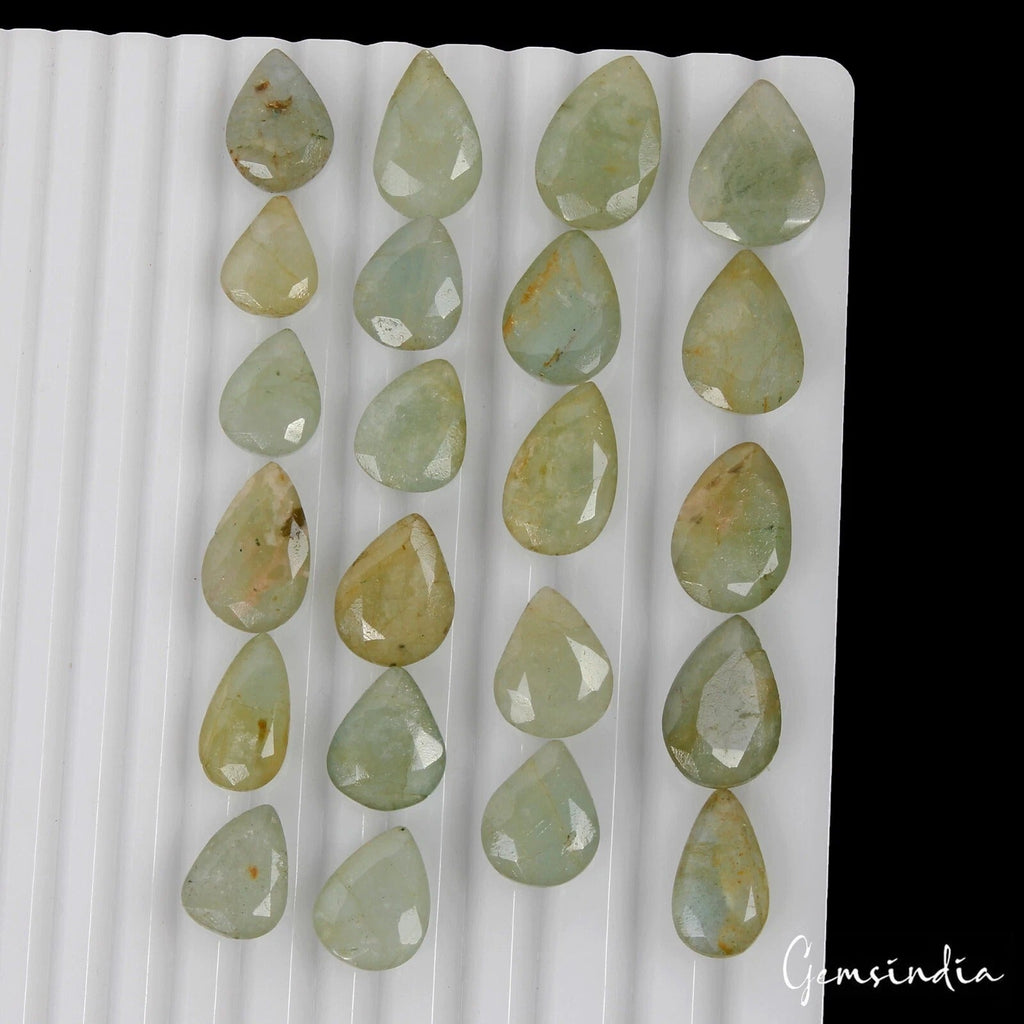 189.60 Ct/22 Pcs Natural Untreated Green Beryl Aquamarine Pear Cut Loose Gem Lot