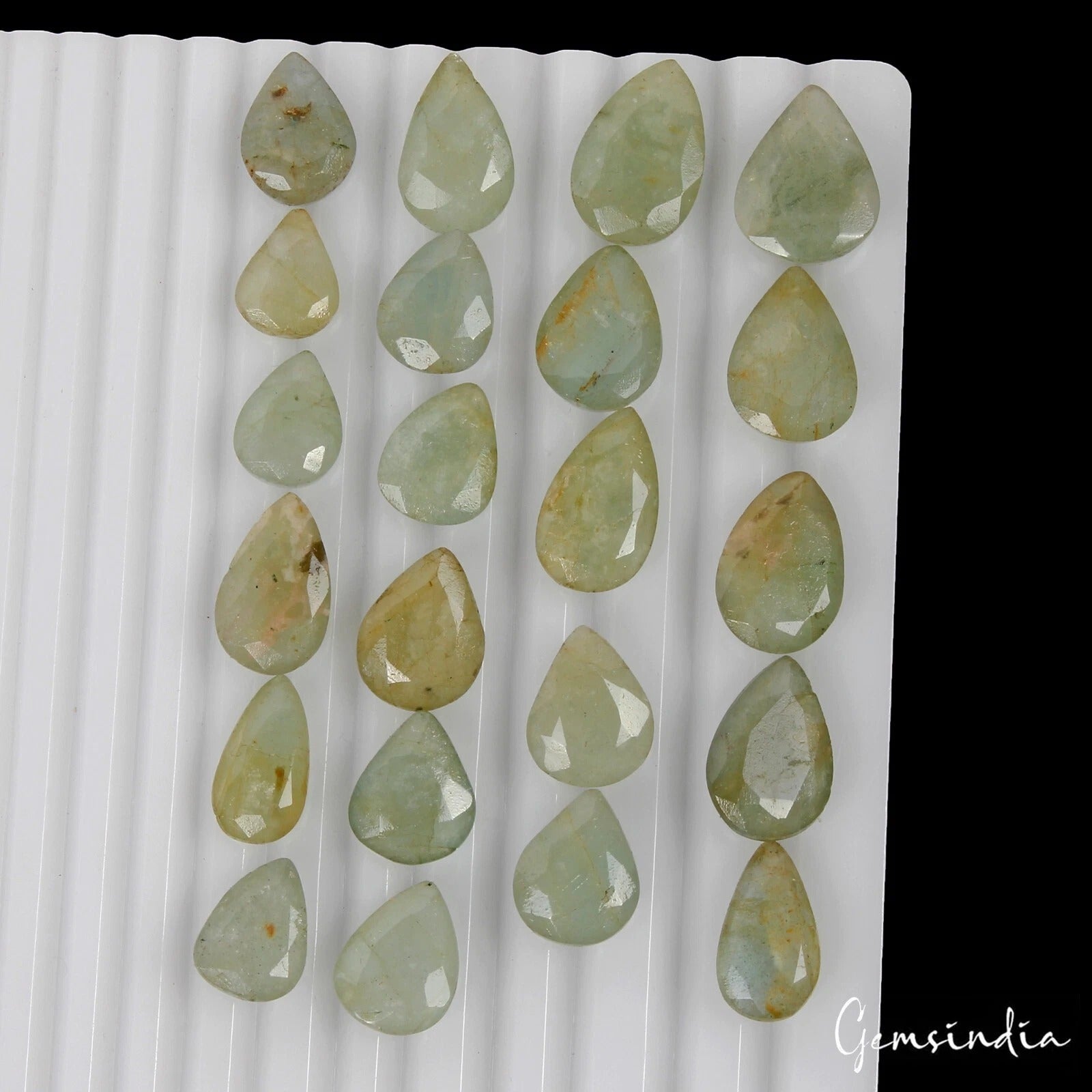 189.60 Ct/22 Pcs Natural Untreated Green Beryl Aquamarine Pear Cut Loose Gem Lot