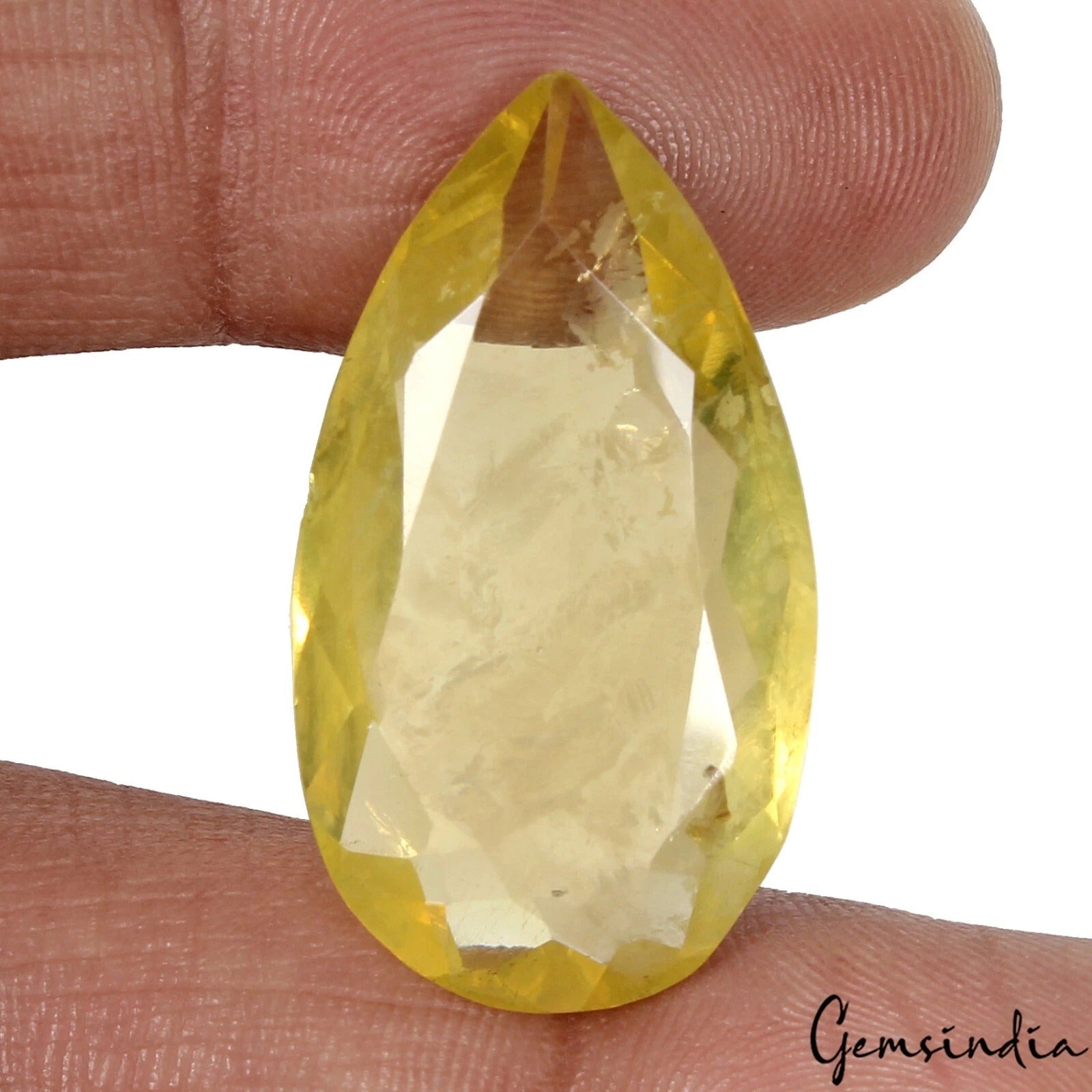 24.50 Ct Natural Untreated Yellow Citrine Pear Cut Faceted Loose Gem For Jewelry