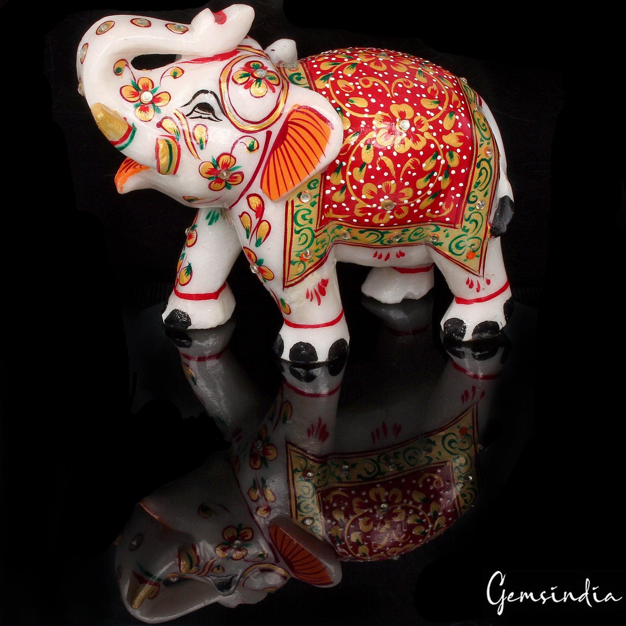 Marble Elephant Figurine — 6.5x5.2x3.1 Inch, 1.6 Kg