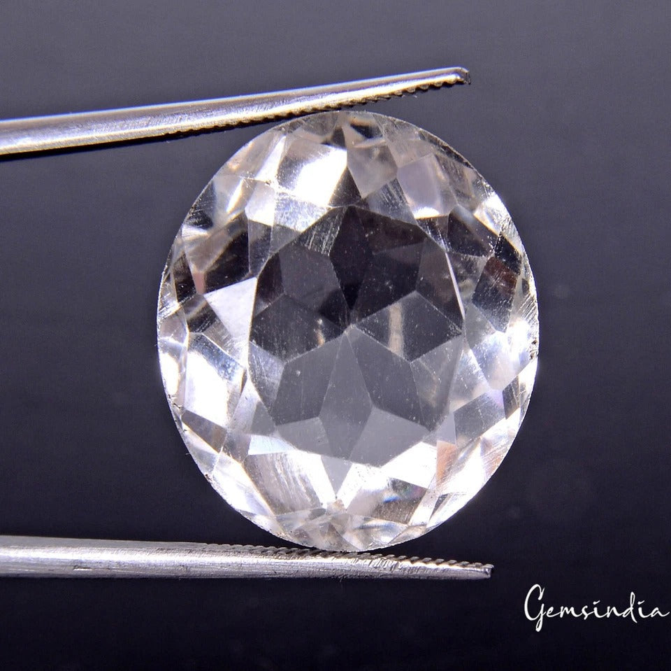 Certified 23.20 Ct Natural White Crystal Quartz Unheated Oval Cut Loose Gemstone