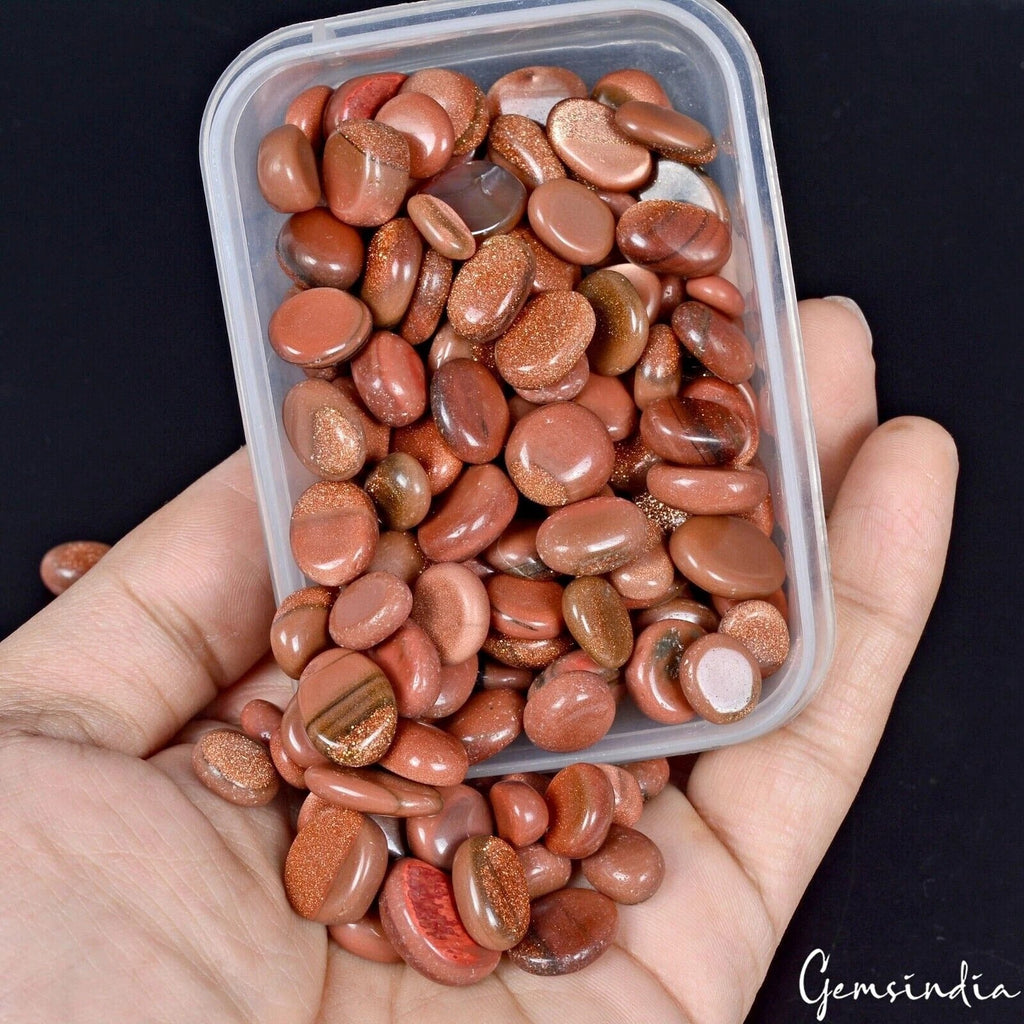 1000 Ct/194Pcs Natural Brown Glittering Shine Sunstone Oval Cab Gems For Jewelry