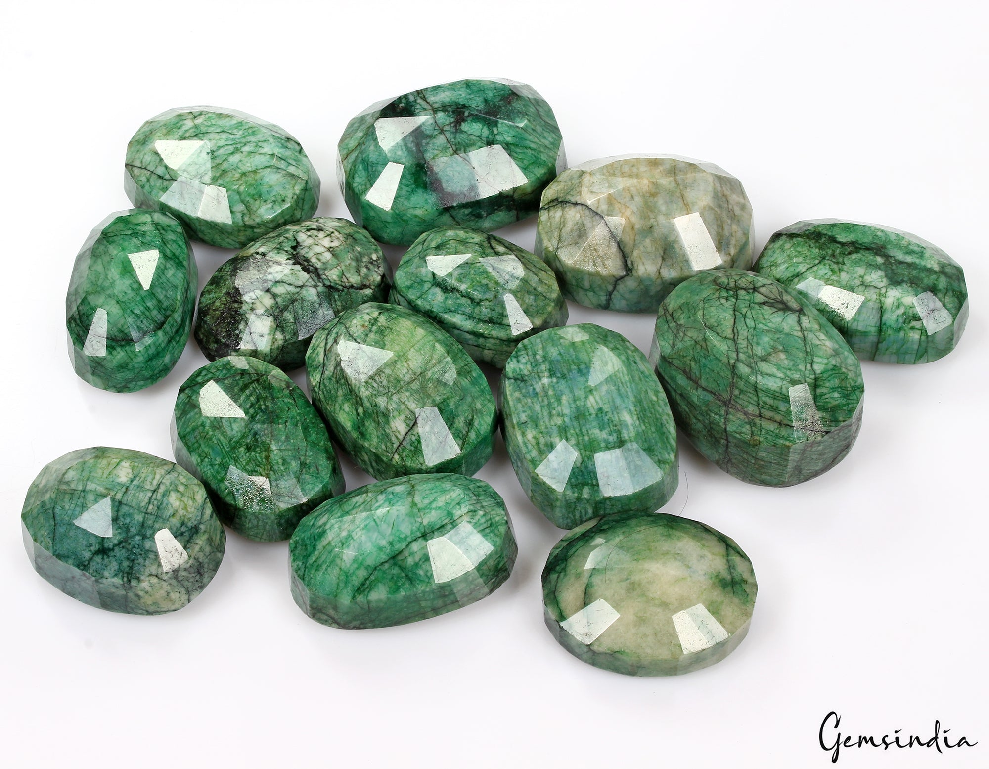1 Kilo /14Pcs Natural Brazilian Green Emerald Oval Cut Loose Gems Wholesale Lot