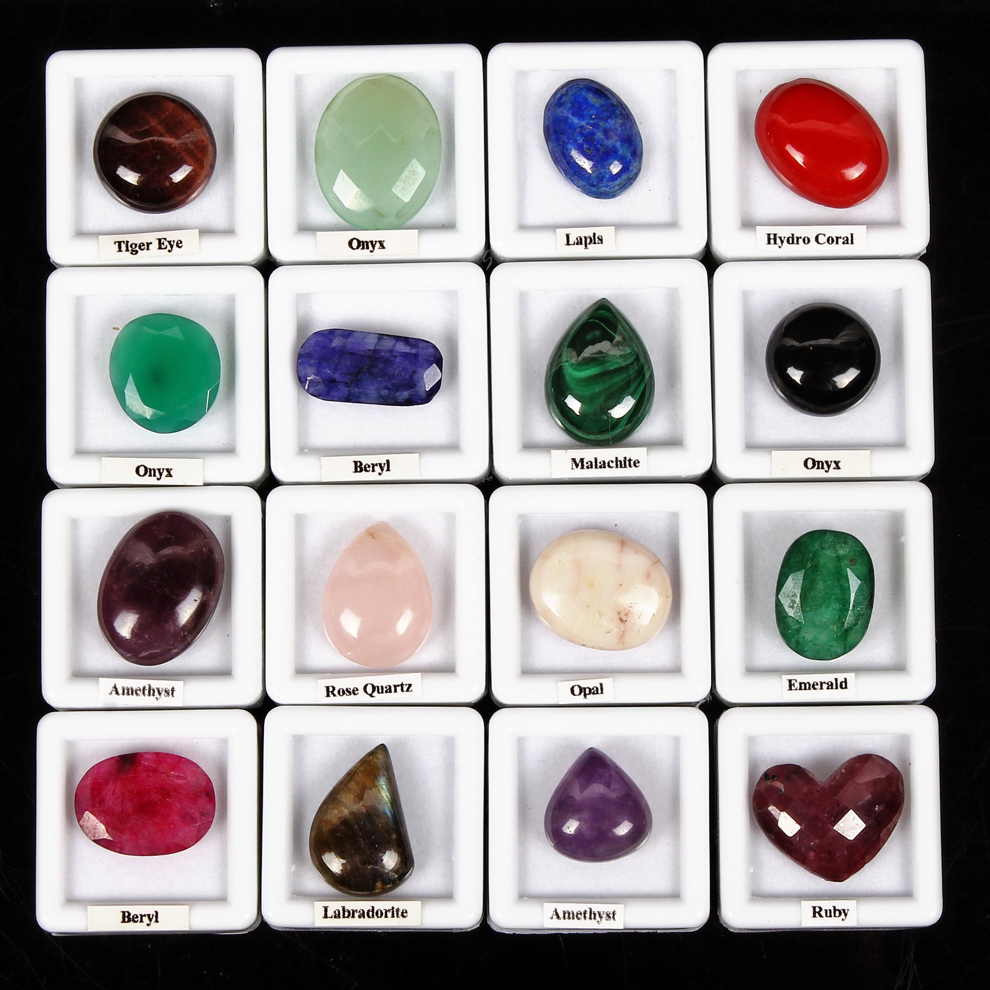 16 Pcs Estate Genuine Multi Gems Loose Multi Color Gemstones Collection W/ Boxes