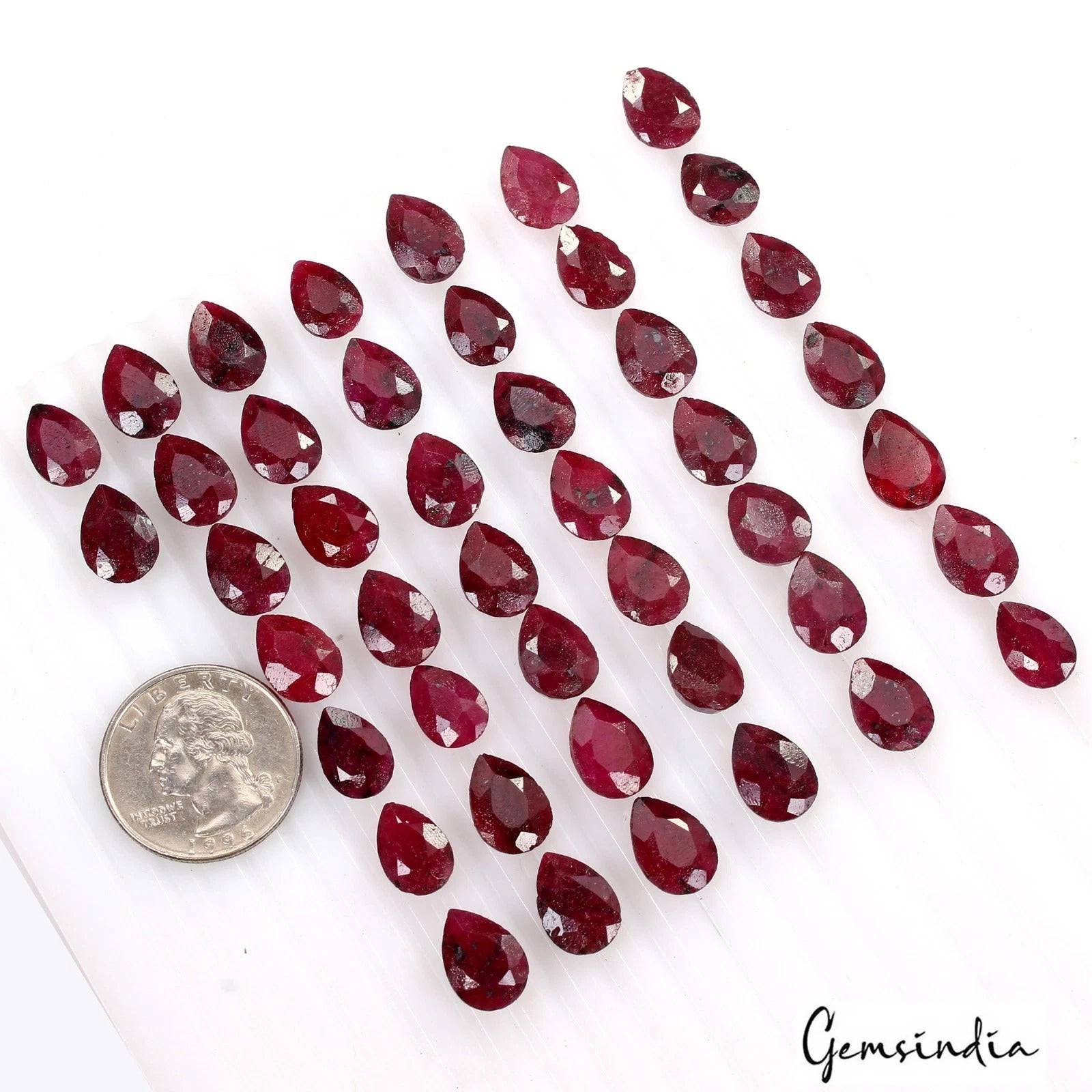 Ruby Lot, Loose Gemstone, Color Enhanced, Red — 44 Pieces, 12mm to 13mm, 248.05 Ct