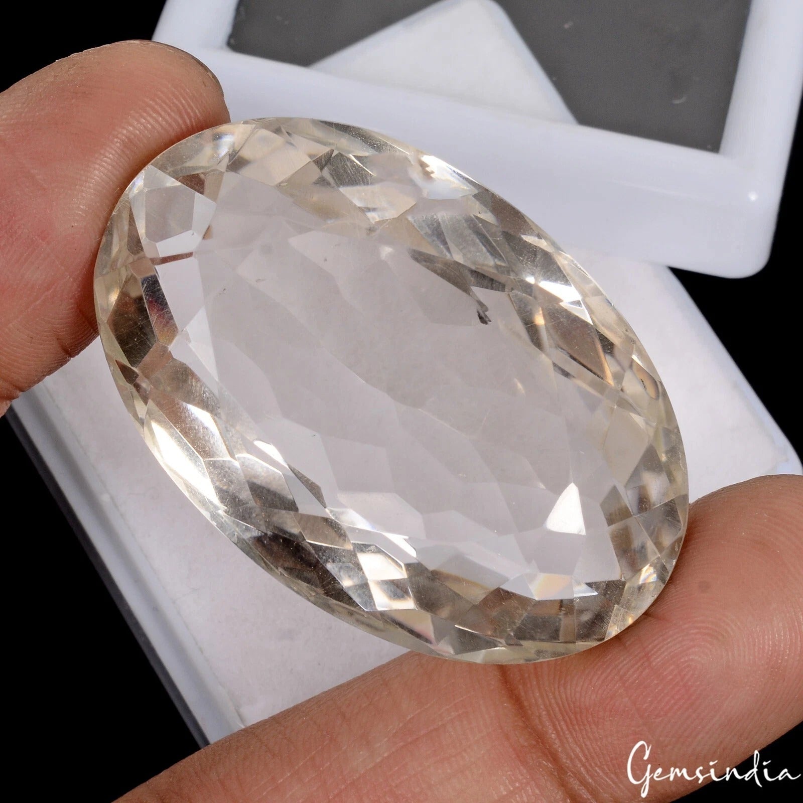 162.50 Ct Natural Untreated White Quartz Oval Cut Faceted Certified Loose Gems