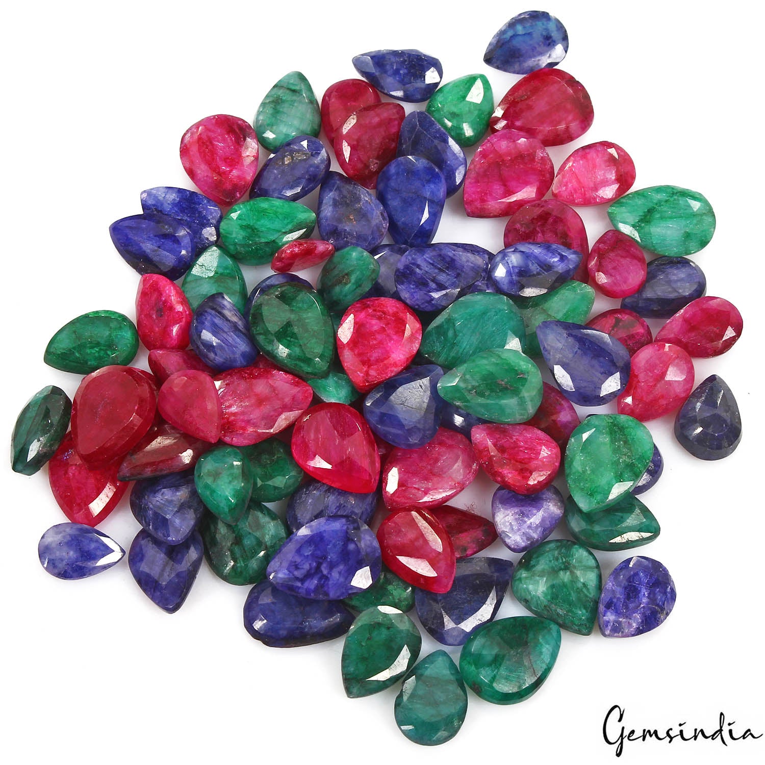 Blue Beryl Lot, Loose Gemstone, Color Enhanced, Red — 84 Pieces, 12mm to 16mm, 500 Ct, Brazil