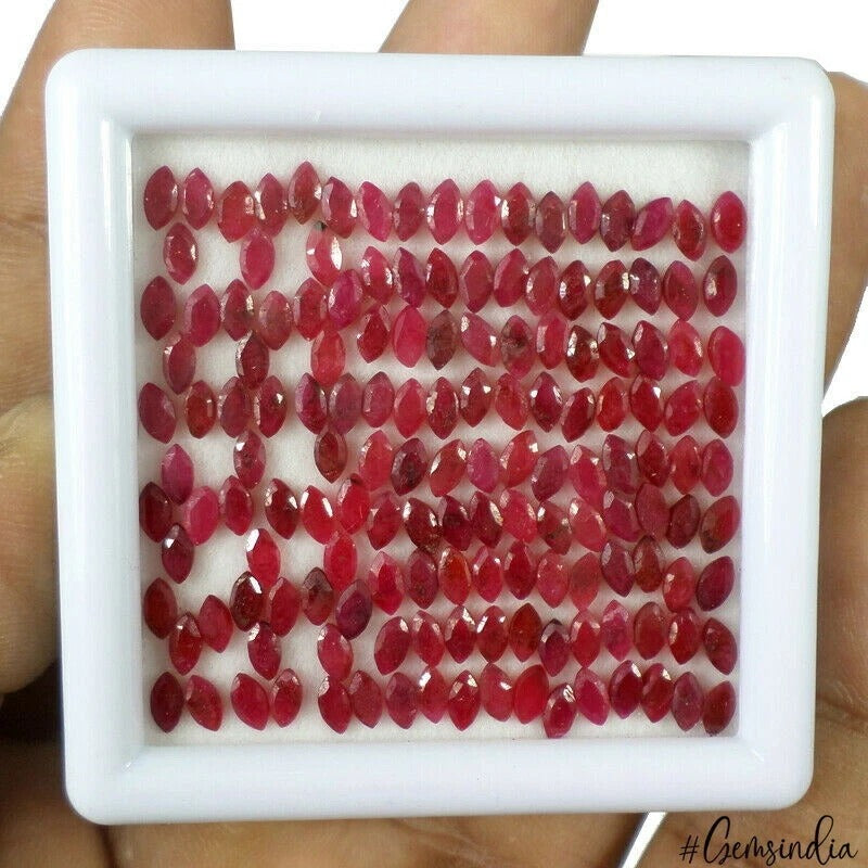 23.40 Ct/150 Pcs Natural Red Ruby Marquise Calibrated 4x2mm Gem Lot For Jewelry