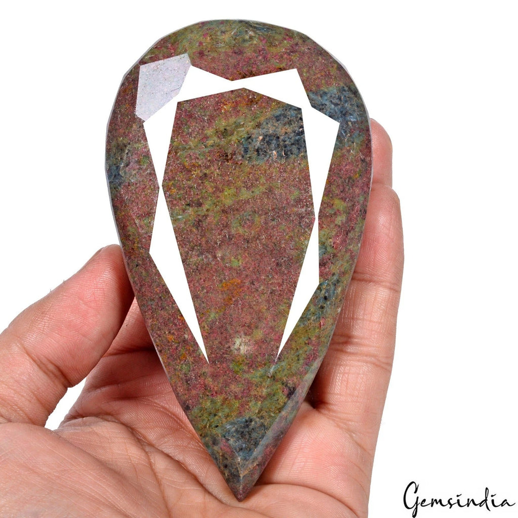 2420 Ct Natural Untreated Ruby Kyanite Pear Faceted Earth Mined Loose Gemstone