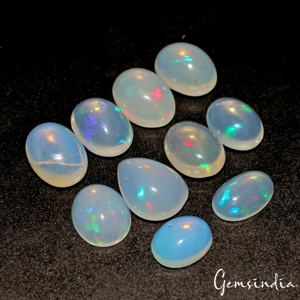 15 Ct Natural Untreated Welo Opal Multi Shine Mix Cabochon Loose Gemstone Lot