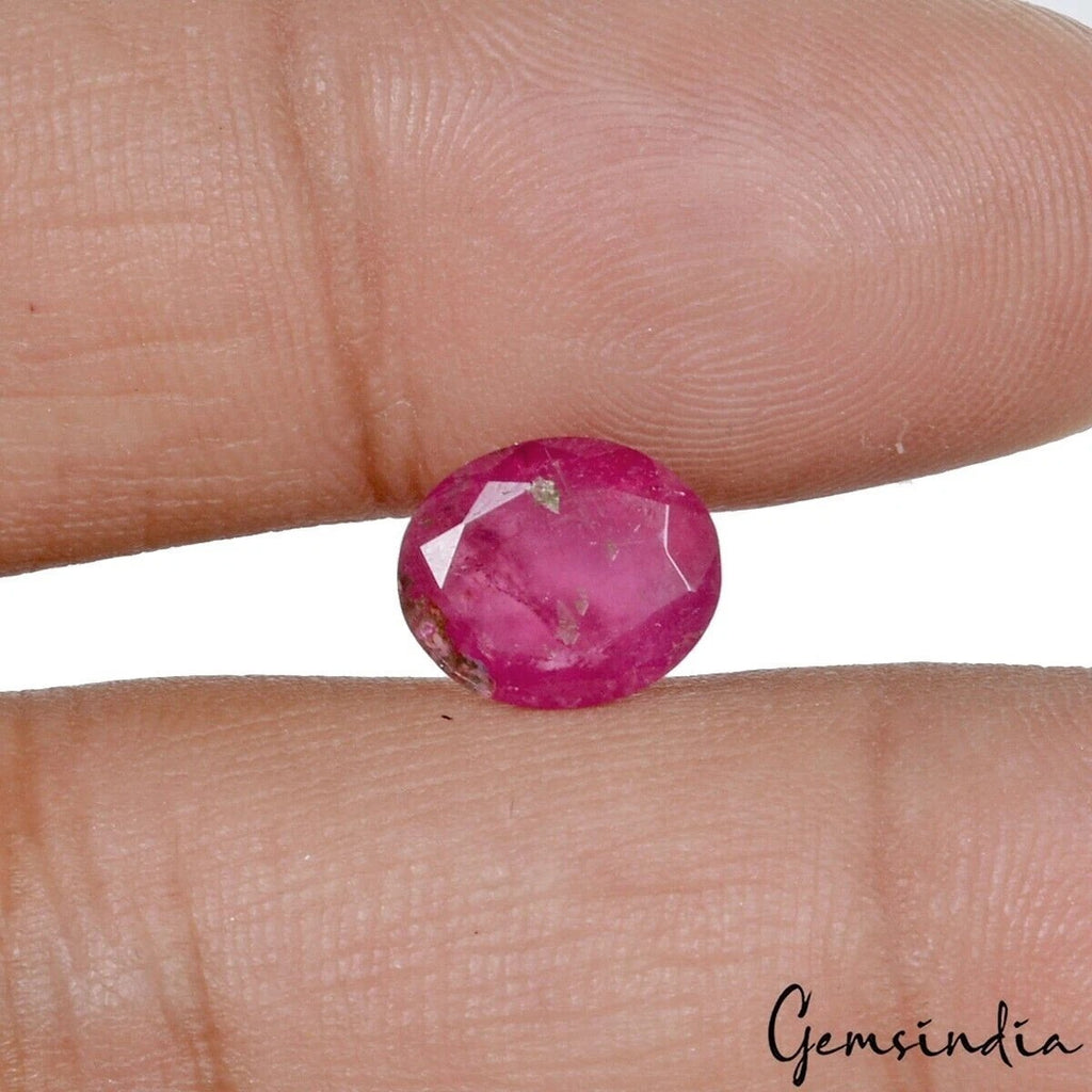 Pink Tourmaline Loose Gemstone, Untreated, Red — 10 x 8 x 5mm, 2.70 Ct
