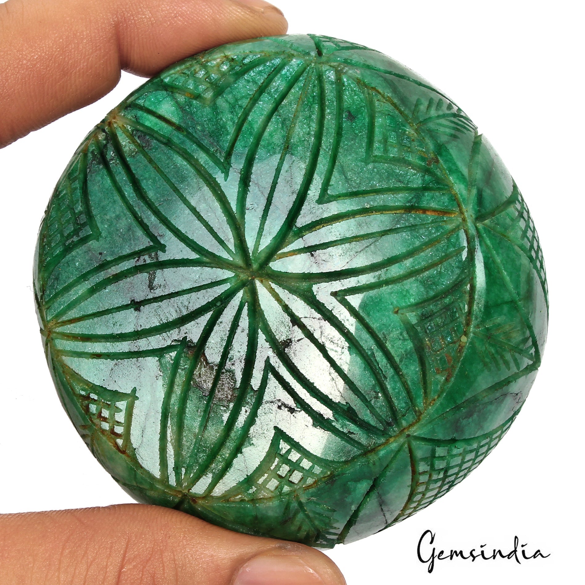 1200 Ct Natural Green Brazilian Emerald Round Hand Earth Mined Carved Loose Gems