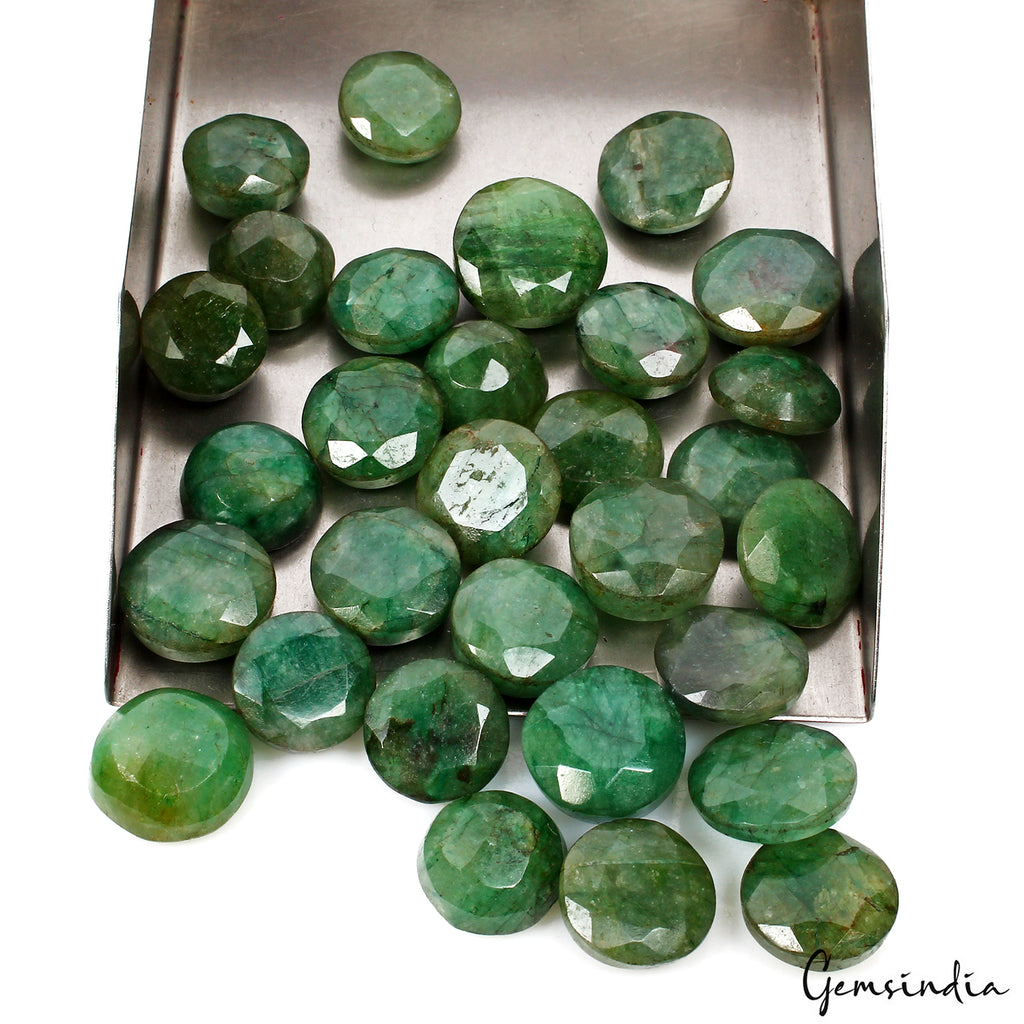 Emerald Lot, Loose Gemstone, Color Enhanced, Green — 30 Pieces, 12mm to 16mm, 300 Ct, Brazil