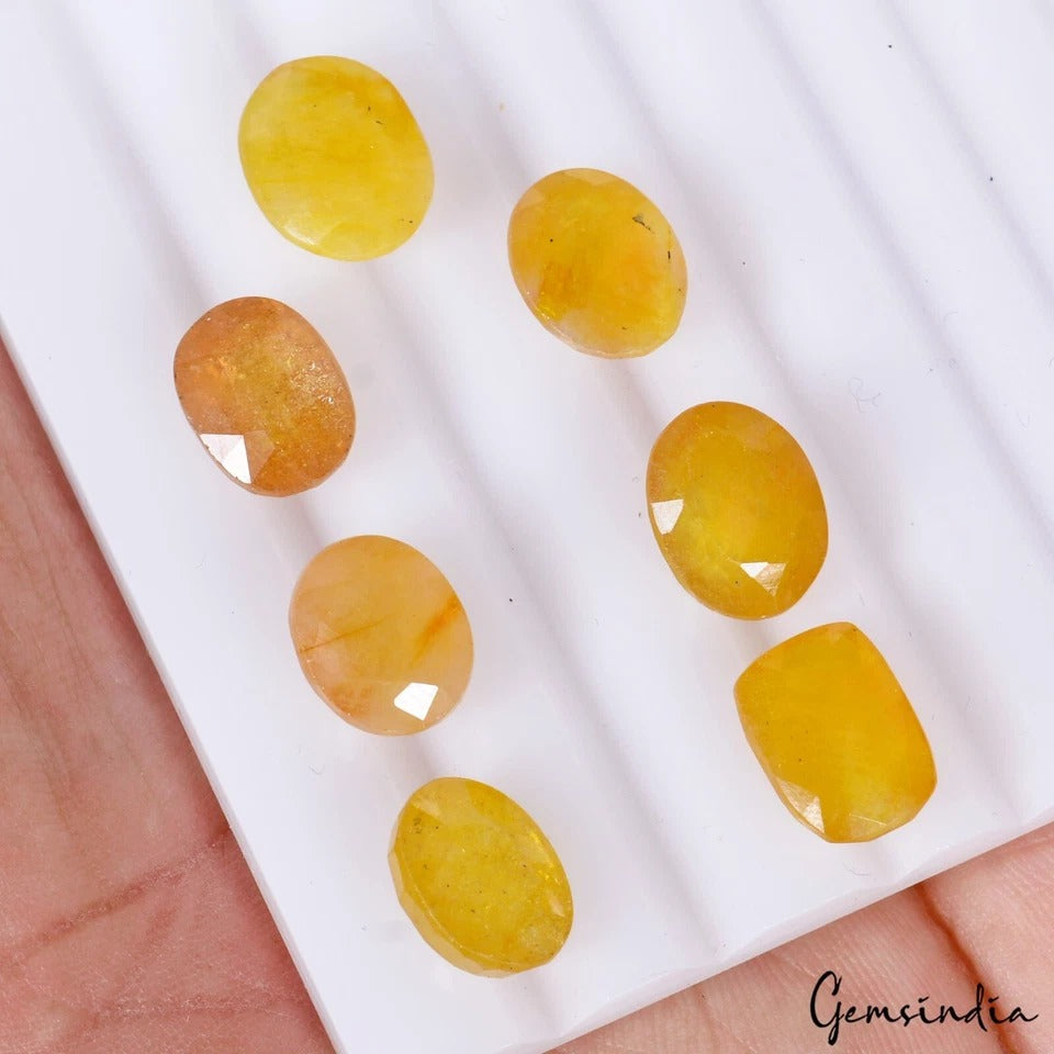 Yellow Sapphire Lot, Loose Gemstone, Untreated — 7 Pieces, 11mm to 12mm, 44.20 Ct, Sri Lanka
