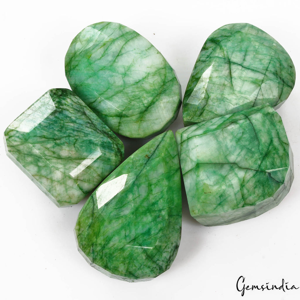 Emerald Lot, Loose Gemstone, Color Enhanced, Green — 5 Pieces, 43mm to 66mm, 2670 Ct, Brazil