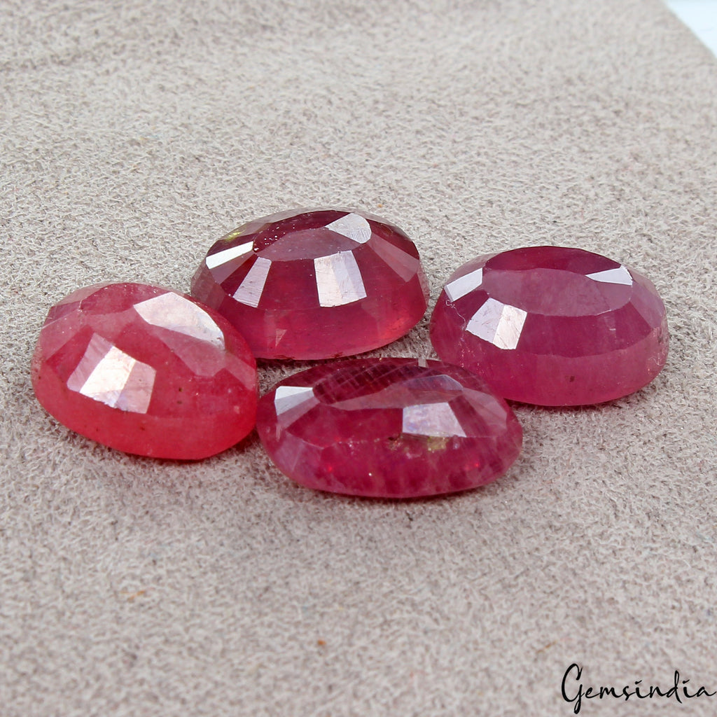 32 Ct/4 Pc Natural Mozambique Red Ruby Oval Cut 12-14mm Loose Ring Size Gemstone