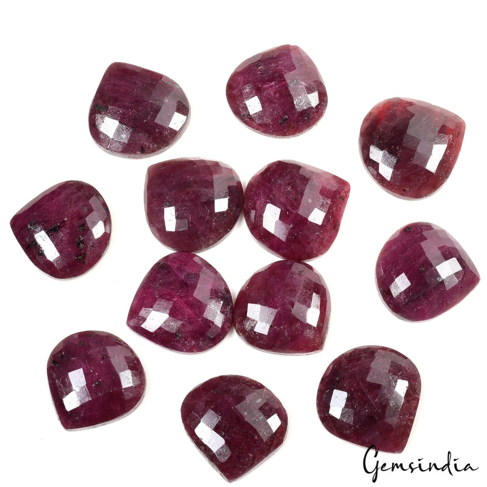 Loose Gemstone Checkerboard Cut 450 Ct Pear Shape 23-26mm Natural Red Ruby Lot