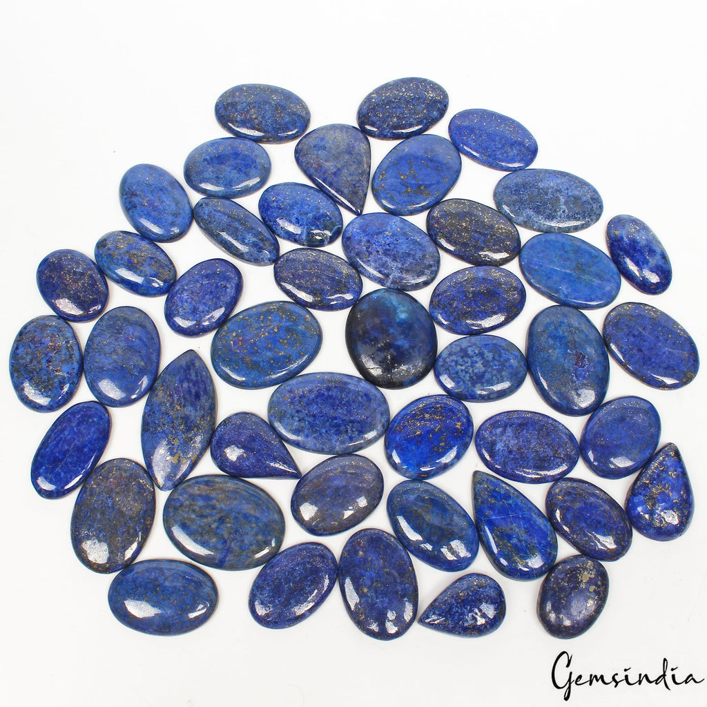 1340 Ct/45 Pcs Natural Blue Gold Pyrite Lapis Lazuli Mix Cab Loose Wholesale Gem
