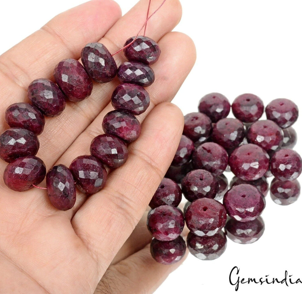 590 Ct Natural Red Ruby Round Checker Cut Loose Wholesale Gems Bead Lot 30 Pcs