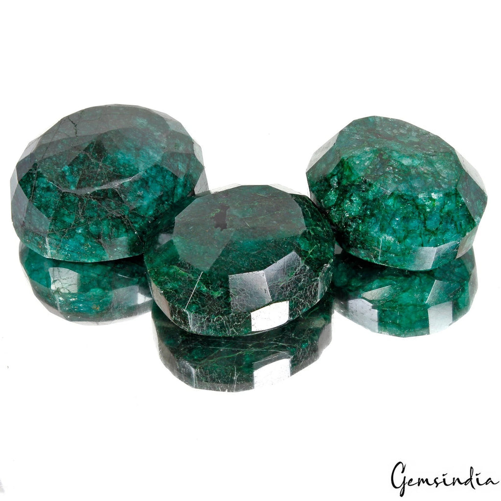 Emerald Lot, Loose Gemstone, Color Enhanced, Green — 3 Pieces, 54mm to 62mm, 2080 Ct, Brazil