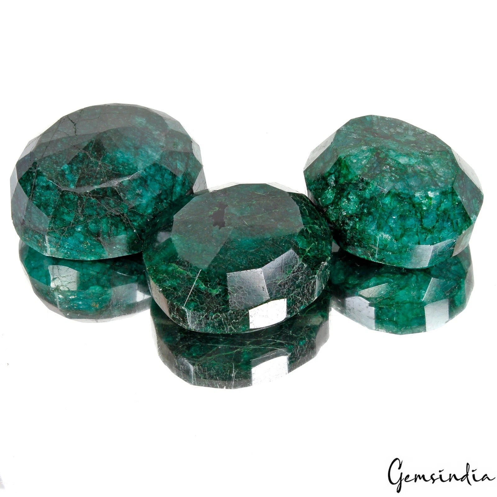 Emerald Lot, Loose Gemstone, Color Enhanced, Green — 3 Pieces, 54mm to 62mm, 2080 Ct, Brazil
