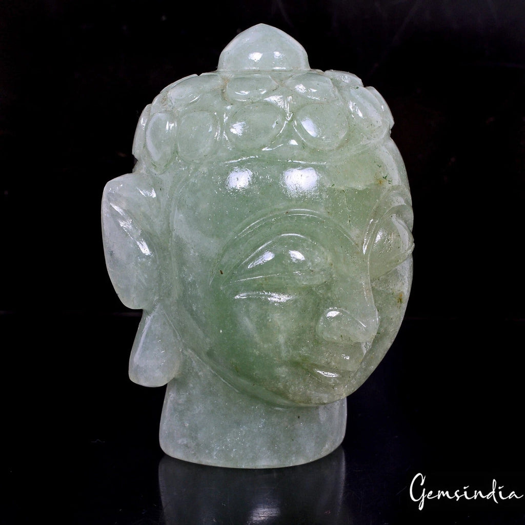 2.6" Buddha Head Natural Aventurine Gem Hand Crafted Meditating Art Decor/Statue