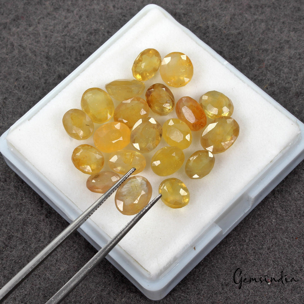 Certified 40.50 Cts/20 Pcs Natural Ceylon Yellow Sapphire Oval Gems for Jewelry