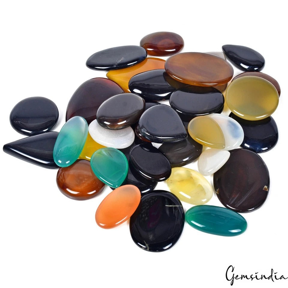 2140 Cts/36 Pcs Natural Untreated Multi Color Onyx Mix Cab Loose Wholesale Gems