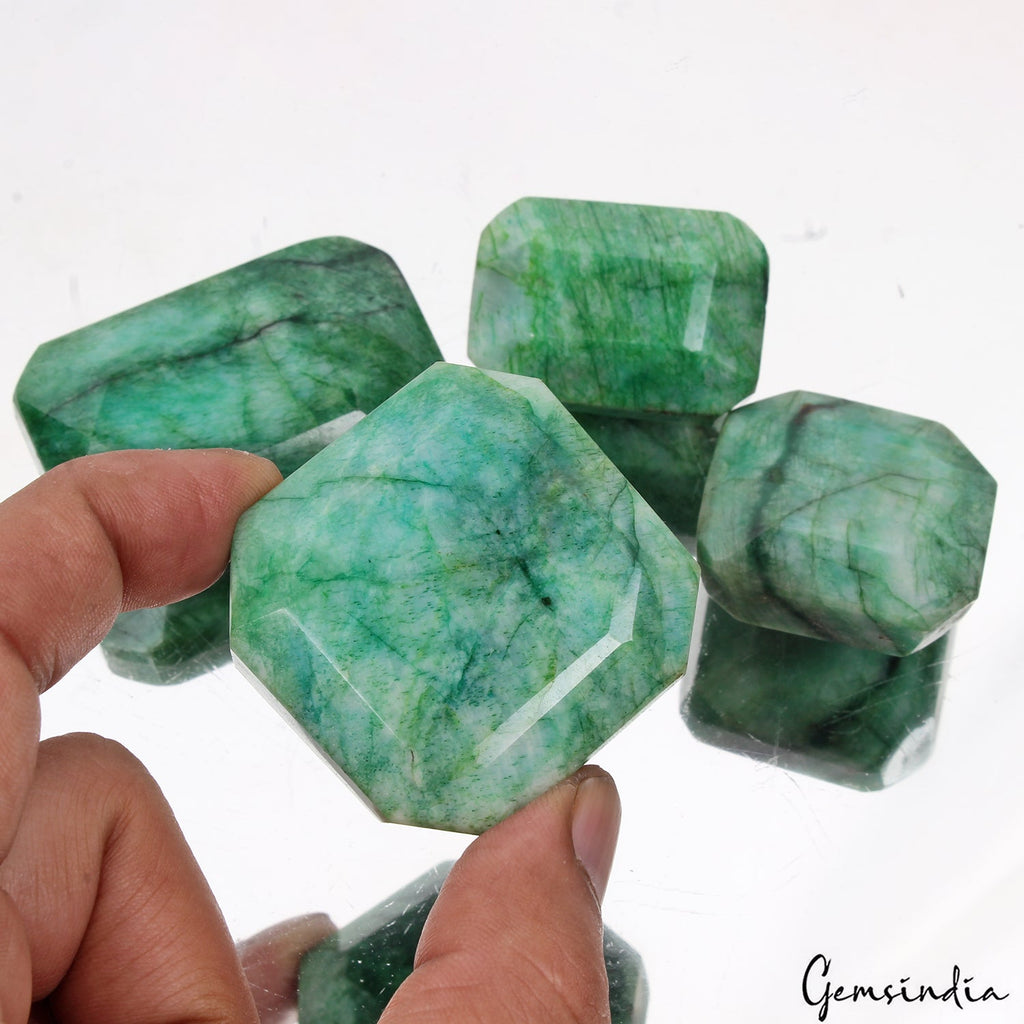 4 Pcs Natural Green Emerald Octagon Cut Loose 37mm-55mm Gemstones Lot ~ 1240 Cts