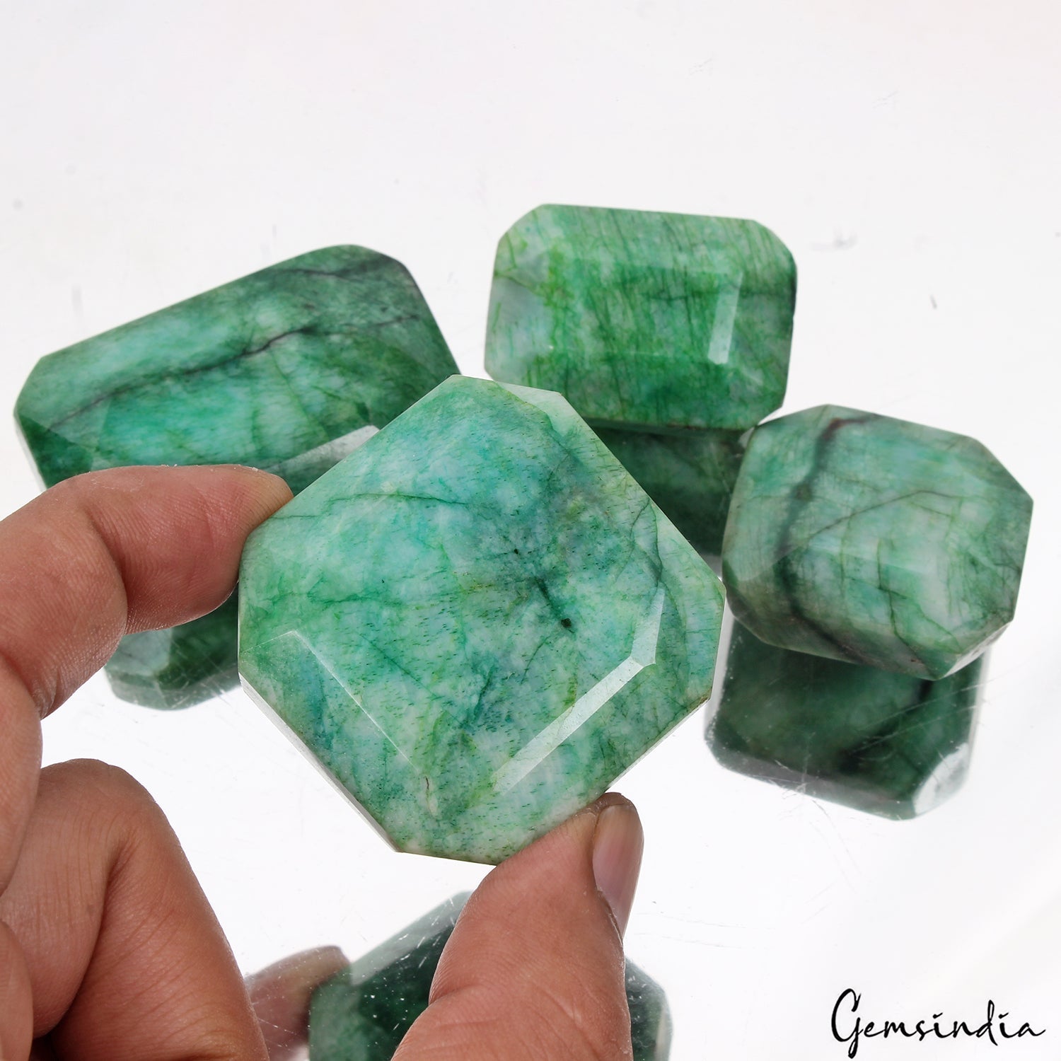 4 Pcs Natural Green Emerald Octagon Cut Loose 37mm-55mm Gemstones Lot ~ 1240 Cts