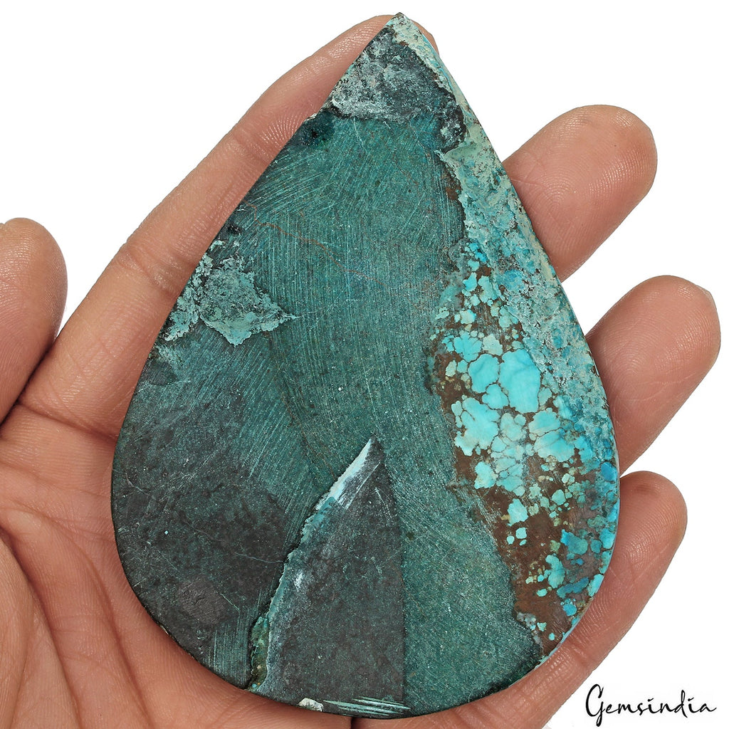 Large 490 Ct Spiderweb Turquoise Blue Pear Shape USA Arizona Loose Cab Gemstone