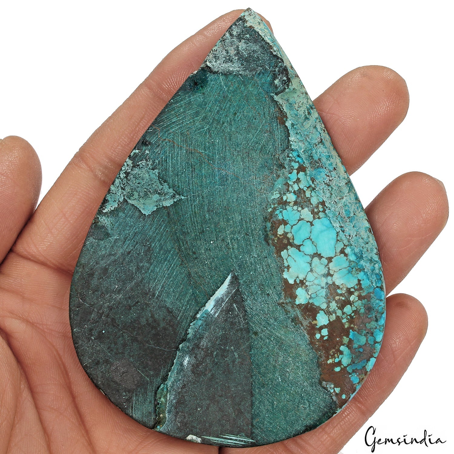 Large 490 Ct Spiderweb Turquoise Blue Pear Shape USA Arizona Loose Cab Gemstone