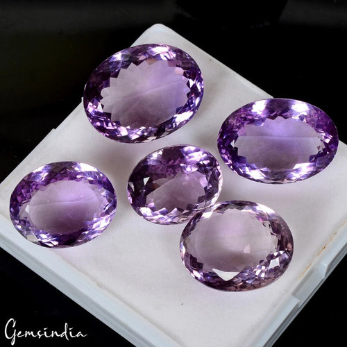 Amethyst Lot, Loose Gemstone, Untreated — 5 Pieces, 19mm to 24mm, 155.50 Ct