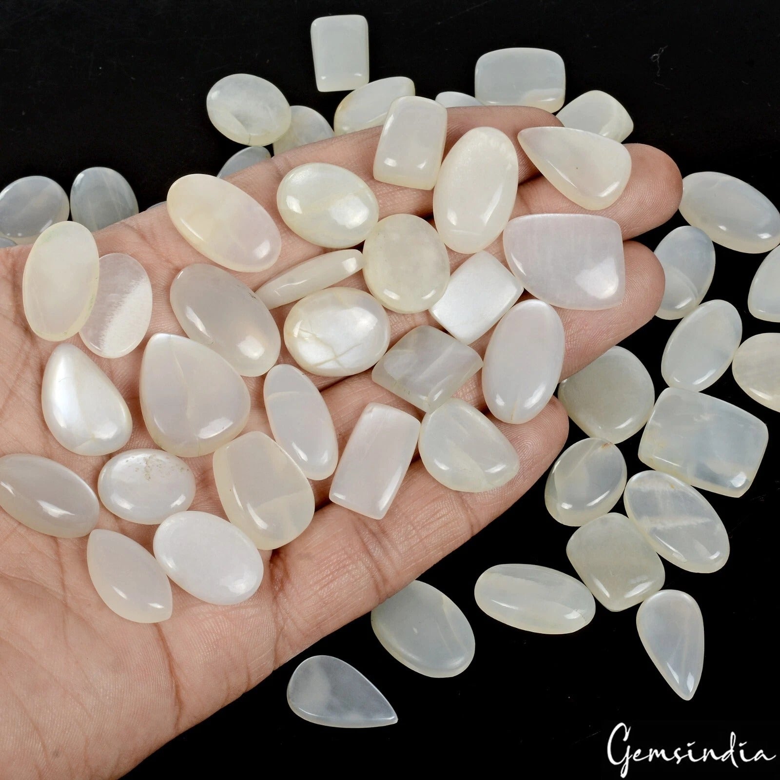 52 Pc Natural Silky Moonstone Mix Cabochon 13mm-21mm Loose Gemstones ~ 500 Cts