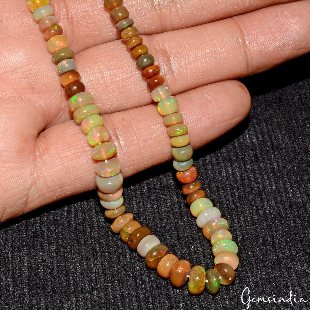 56.50 Cts Natural Untreated Ethiopian Welo Fire Opal Round Beads Gems 14" Strand