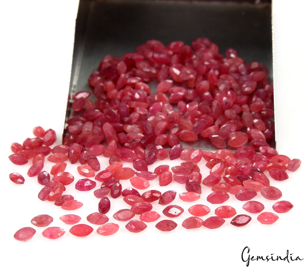 310 Pcs Natural Red Ruby 4x2mm Marquise Cut Loose Gemstone Wholesale Lot~49.70Ct