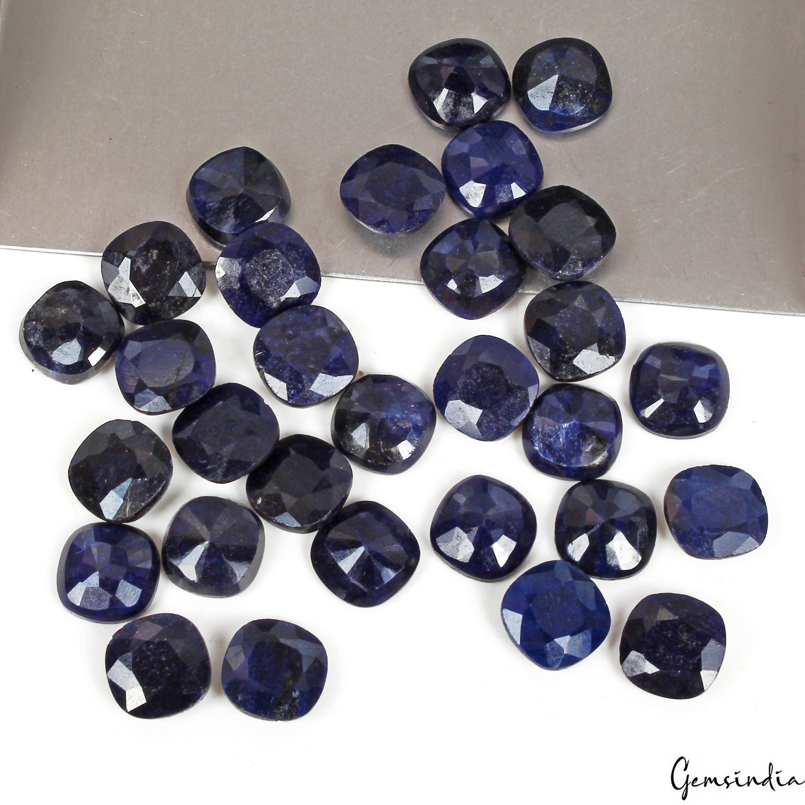 143.50Ct/30Pcs Natural Blue Sapphire Cushion Cut Calibrated 10mm Gem For Jewelry