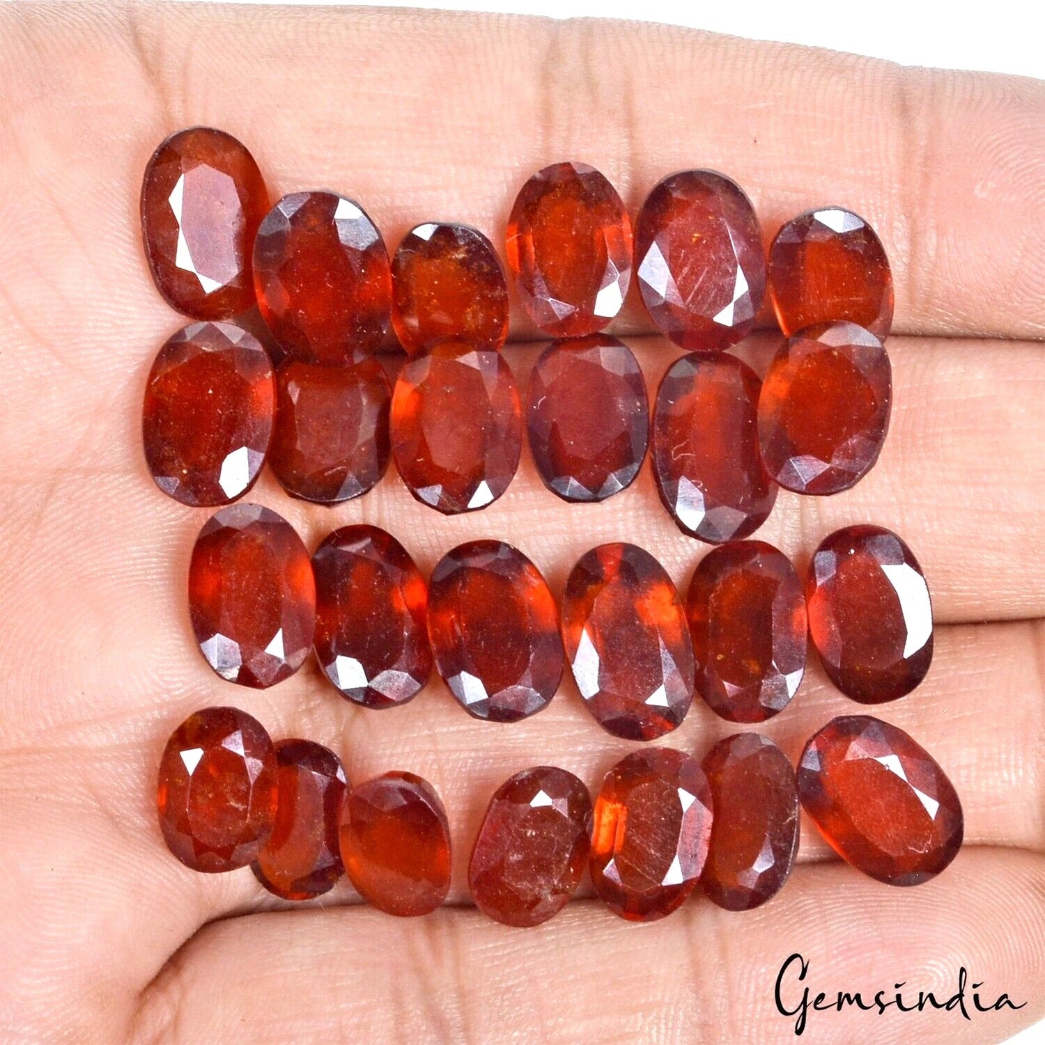 Hessonite Garnet Lot, Loose Gemstone, Untreated — 25 Pieces, 9mm to 12mm, 95.60 Ct, Sri Lanka