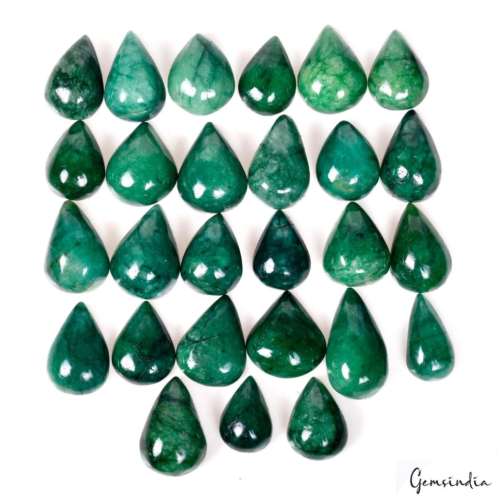 440 Ct Natural Green Emerald Pear Cab Loose 16-24mm Jewelry Making Gemstones Lot