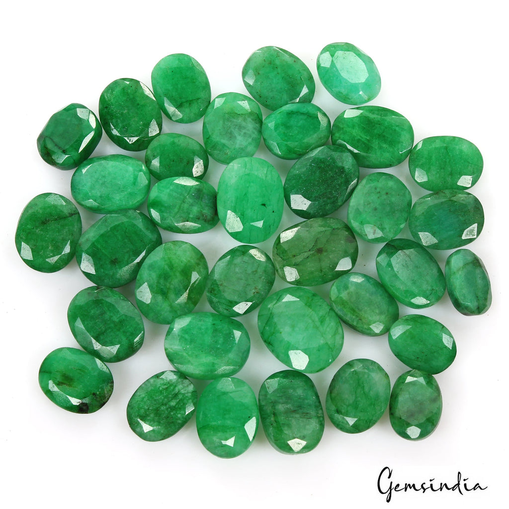 400 Ct Natural Green Brazilian Emerald Oval Faceted Ring Size Loose Gemstone Lot