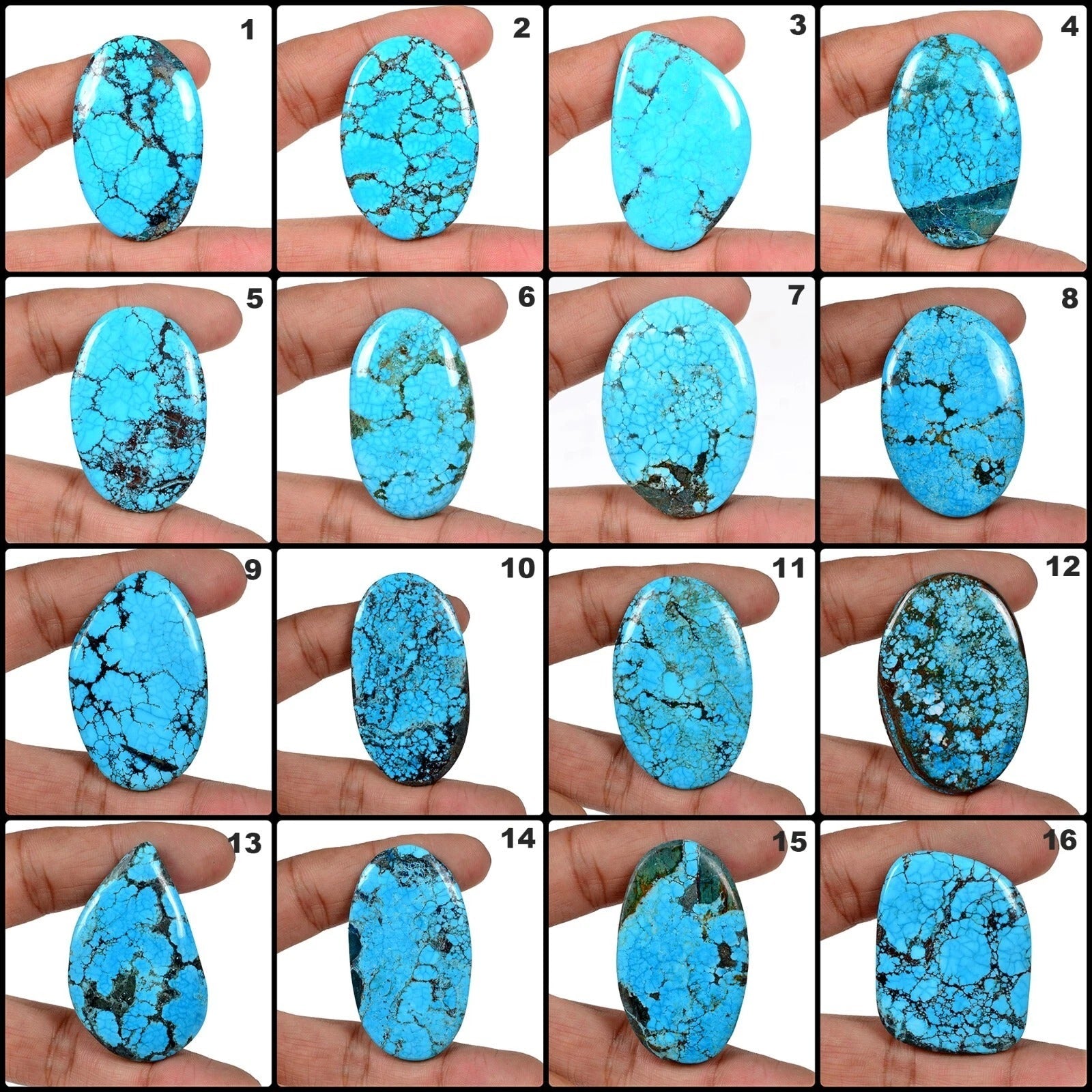 1620 Ct Natural Spiderweb Blue Turquoise Mix Cabochon Loose Gemstone Lot 16 Pcs