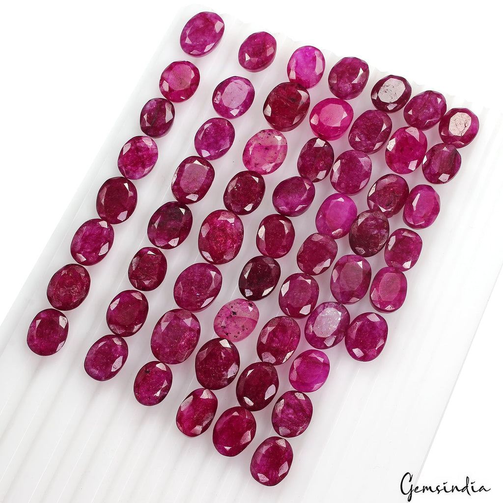 500 Ct Natural Red Pink Beryl Oval Faceted Loose Wholesale Gemstone Lot 57 Pcs