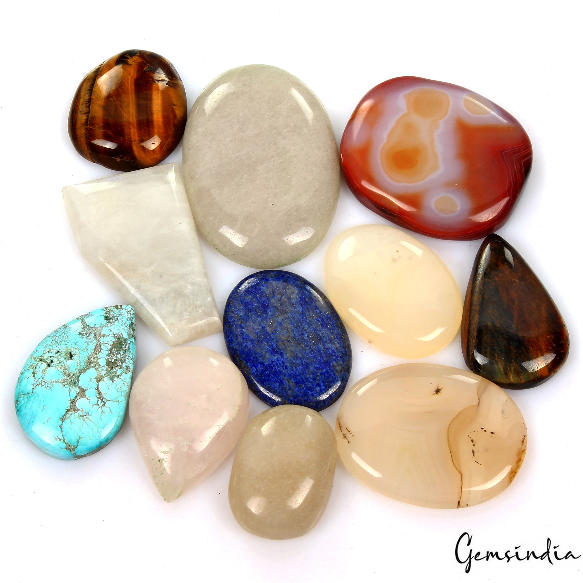 11 Pc Natural Multi Gemstones Mix Cabochon Loose 30-50mm Gemstones Wholesale Lot