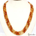 470 Ct Best Quality Multi Shade Hessonite Garnet Round Cut 3 Strand Necklace 21"