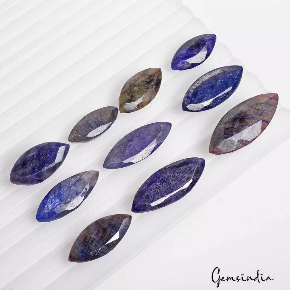 265.20 Ct/10 Pcs Natural African Blue Sapphire Marquise Cut Gems Lot For Jewelry