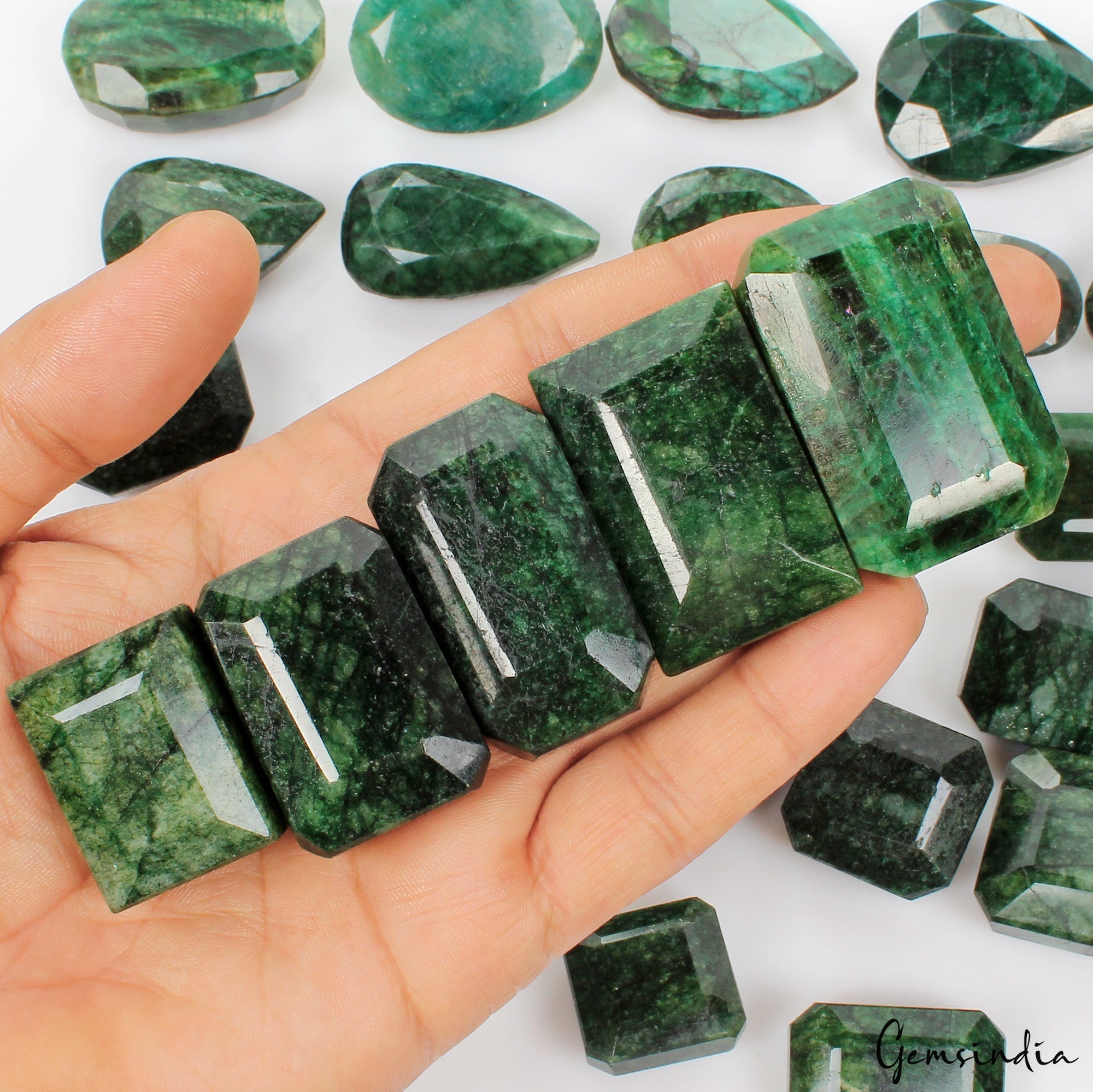 5000 Ct Natural Dark Green Emerald Mix Shape Faceted Earth Mined Gems Lot 33 Pcs