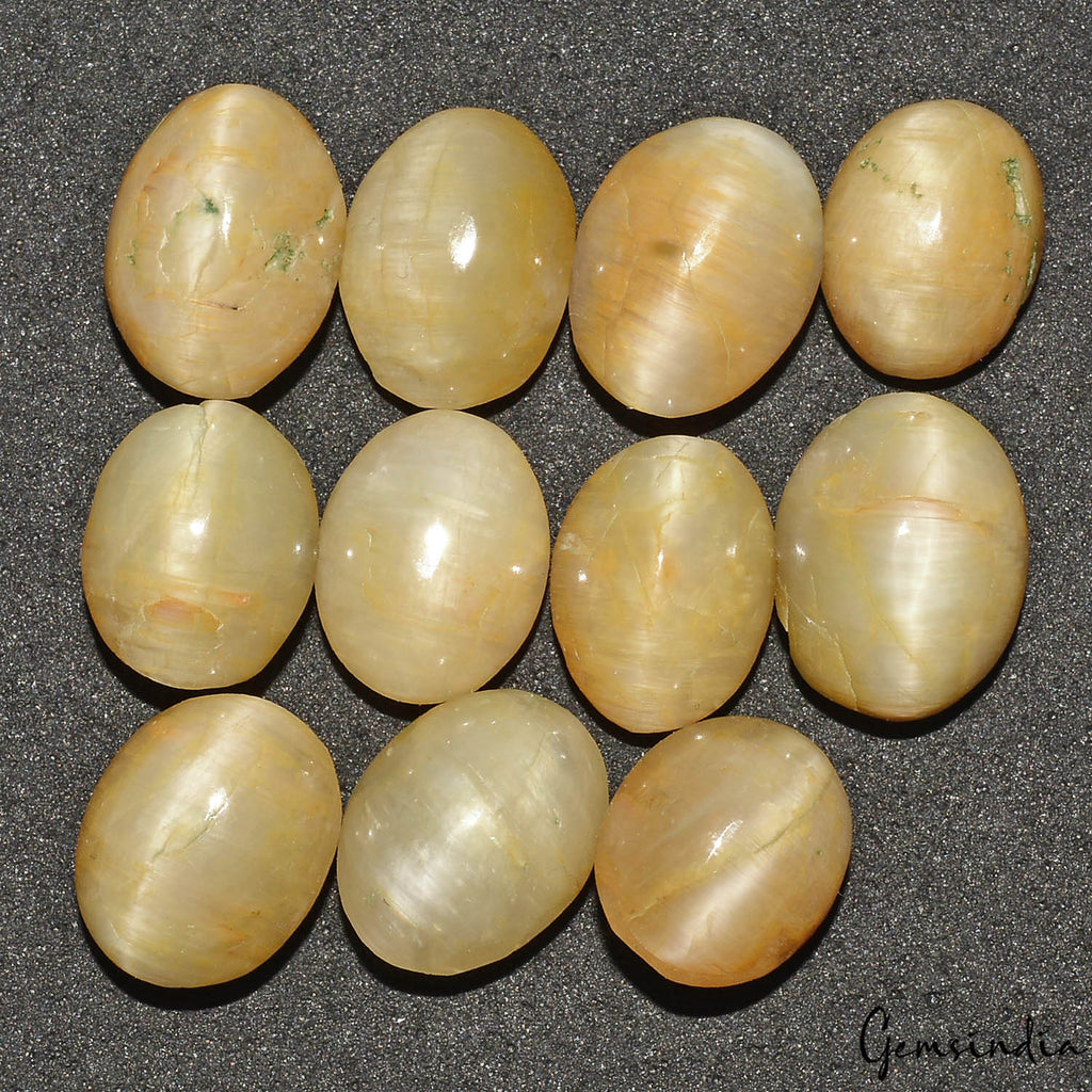 55.40 Ct/11 Pcs Natural Untreated Chrysoberyl Cats Eye Oval Cab Gems For Jewelry